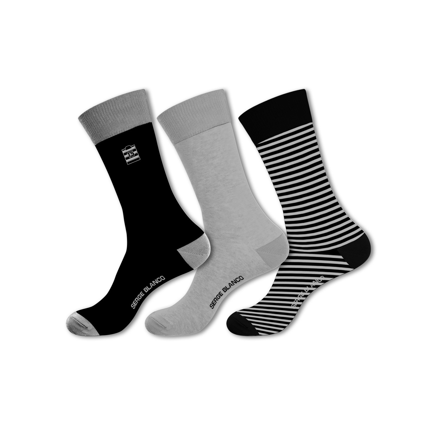 Lot de 3 chaussettes de ville homme en coton peigné doux