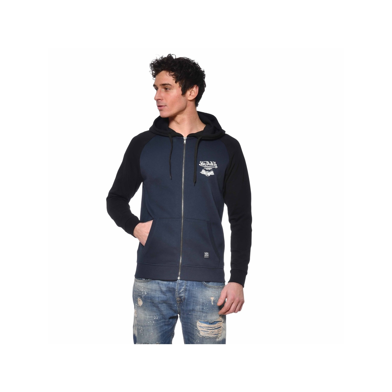 Sweat homme zippé à capuche en molleton Skies