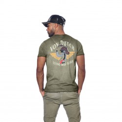 T-shirt homme col v avec print Wolf