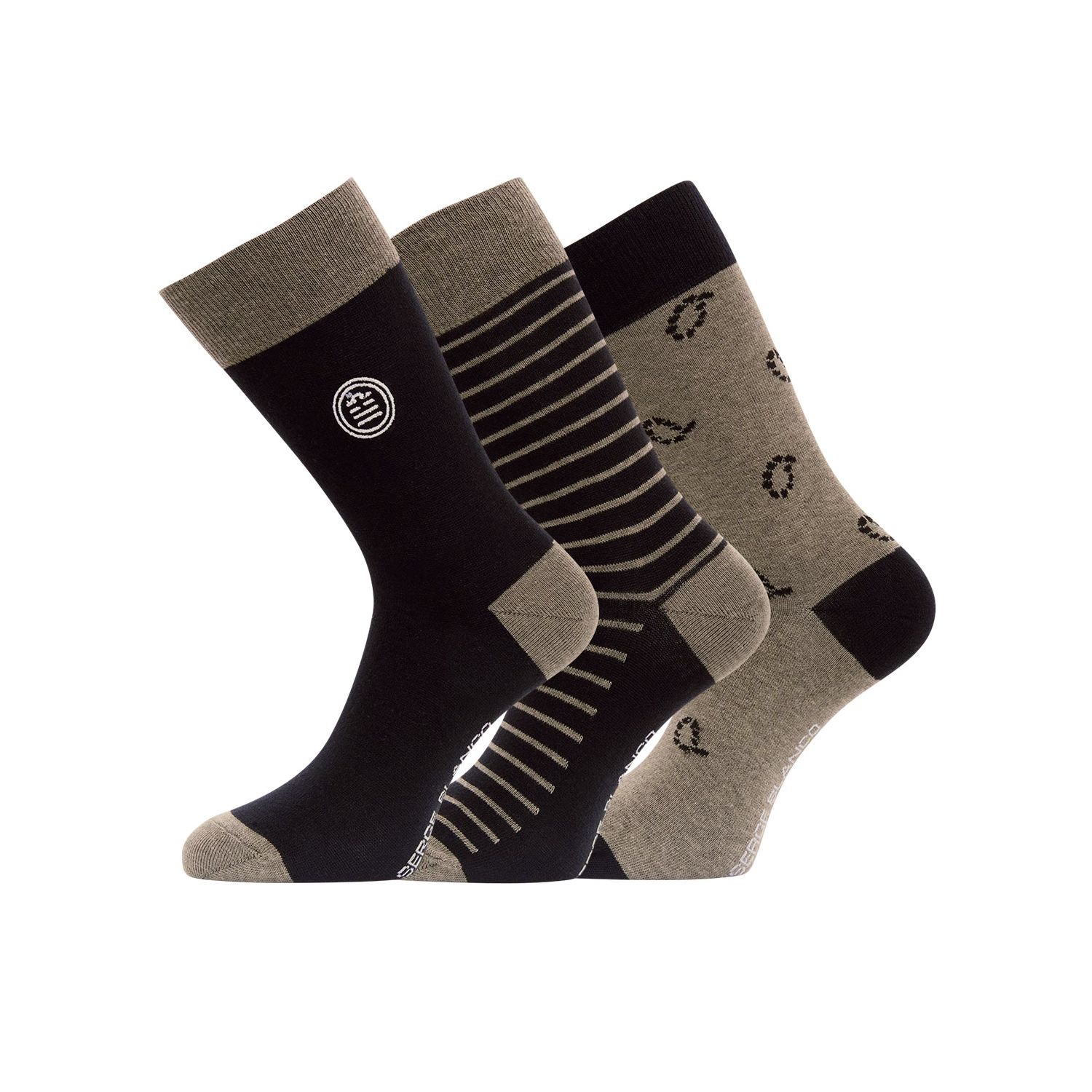 Lot de 3 paires de chaussettes de ville fantaisies en coton peigné