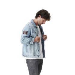 Veste Jeans homme Max Used Bleu