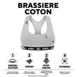 Lot de 3 brassières femme en coton Umbro élastique Noir